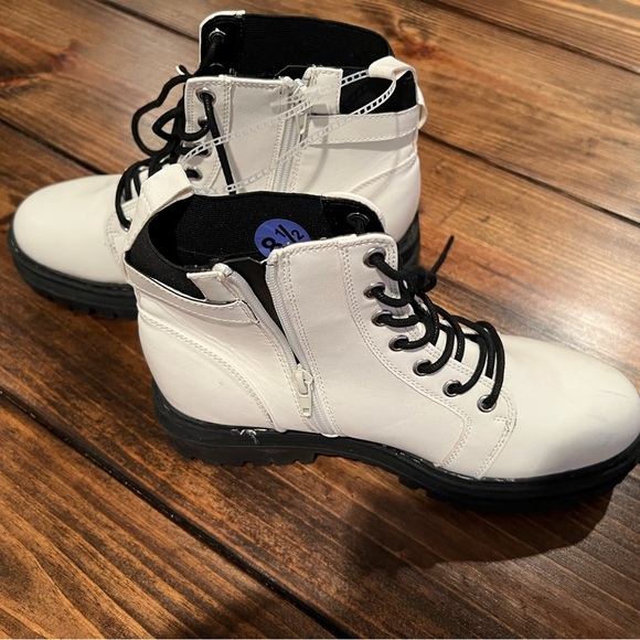 Jellypop Abstract White Lace-Up Ankle Boots, size 8.5, Doc Marten, see pics - Picture 9 of 9